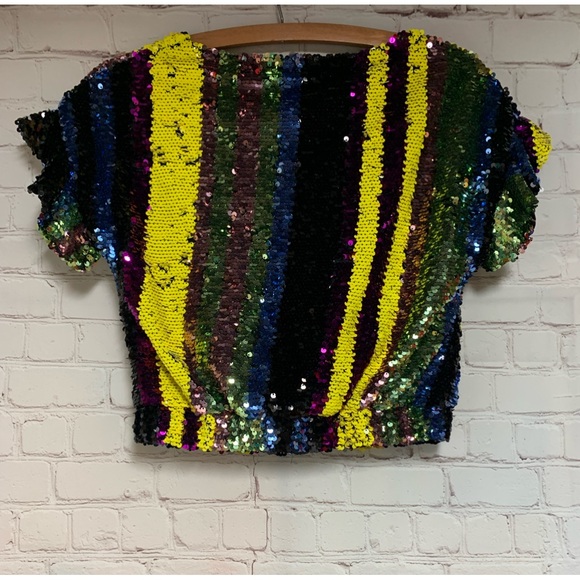 NEW Anthropologie Rdalamal Sequin Surplice Wrap Top Size XXS - Picture 4 of 6